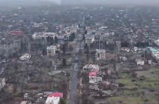 A still image taken from a handout video provided by the Russian defence ministry shows Velyka Novosilka, Donetsk region, 26 January 2025